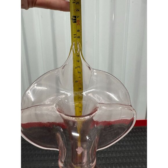 FENTON HAND PAINTED FLOWERS & SIGNED FENTON JACK IN THE PULPIT PINK GLASS VASE - Picture 14 of 15